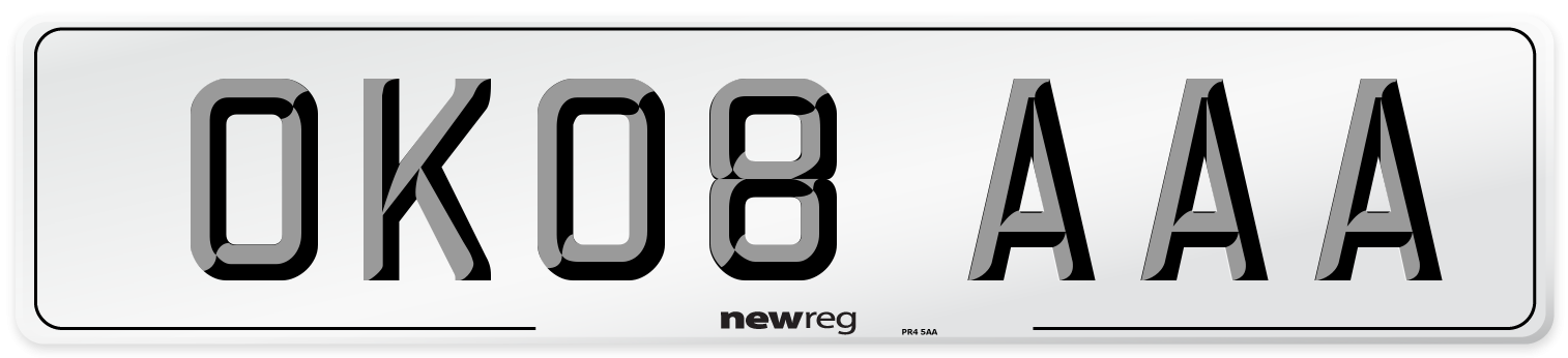 OK08 AAA Number Plate from New Reg